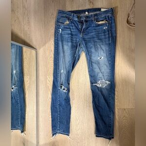 rag & bone Distressed Skinny Jeans in Medium Blue